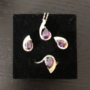 real amethyst and silver jewelry set
